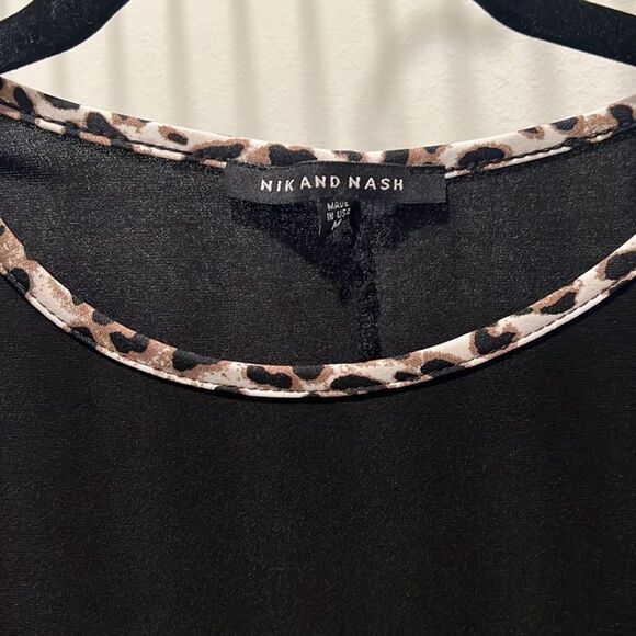 Black dress with leopard trim - Picture 2 of 2